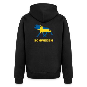 Schweden Elch Flagge - Unisex Premium Bio Zip Hoodie - Schwarz - Hinten - Nico (187cm)