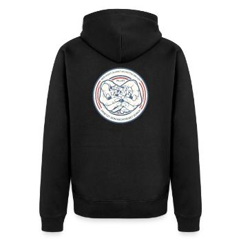 PILLEN | Lustiger Spruch Hände Tabletten - Unisex Premium Bio Zip Hoodie - Schwarz - Hinten - Nico (187cm)