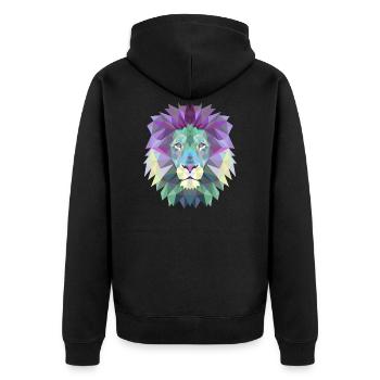 LION POLYGON - Unisex Premium Organic Zip Hoodie - black - Back - Nico (187cm)