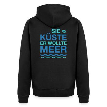 Sie Küste Er Wollte Meer Partner Geschenkidee - Unisex Premium Bio Zip Hoodie - Schwarz - Hinten - Nico (187cm)
