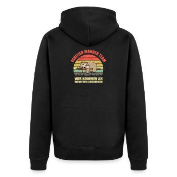 Faultier Wander Team Retro Vintage Wandern Gruppe - Unisex Premium Bio Zip Hoodie - Schwarz - Hinten - Nico (187cm)