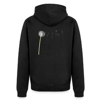 Pissenlit pissenlit motif graines mouches - Veste à capuche bio Premium Unisexe - noir - Dos - Nico (187cm)