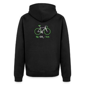 Rennrad Radfahrer CO2 Umwelt Klima Klimaschutz - Unisex Premium Bio Zip Hoodie - Schwarz - Hinten - Nico (187cm)