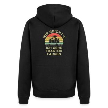 Mir Reichts Traktor Fahren Landwirt Retro Vintage - Unisex Premium Bio Zip Hoodie - Schwarz - Hinten - Nico (187cm)