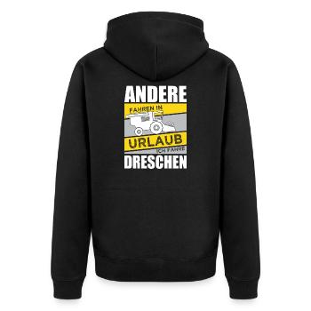 Ich fahre dreschen Mähdrescher Landwirt Spruch - Unisex Premium Bio Zip Hoodie - Schwarz - Hinten - Nico (187cm)
