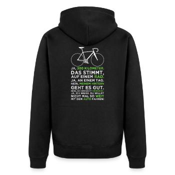 Fahrrad Radfahrer Geschenkidee Rennrad Radsport - Unisex Premium Bio Zip Hoodie - Schwarz - Hinten - Nico (187cm)