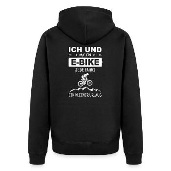 Ich und mein E-Bike Radfahrer Geschenk Fahrrad MTB - Unisex Premium Bio Zip Hoodie - Schwarz - Hinten - Nico (187cm)