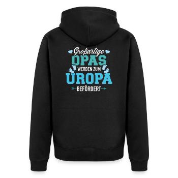 Uropa - Unisex Premium Bio Zip Hoodie - Schwarz - Hinten - Nico (187cm)