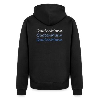 Quotenmann - Unisex Premium Bio Zip Hoodie - Schwarz - Hinten - Nico (187cm)