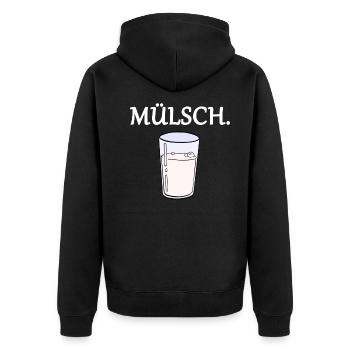 Mülsch 2 - Unisex Premium Bio Zip Hoodie - Schwarz - Hinten - Nico (187cm)