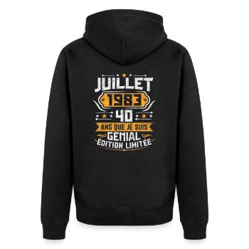 Rétro Cadeau D'anniversaire 40 Ans Juillet 1983 - Veste à capuche bio Premium Unisexe - noir - Dos - Nico (187cm)