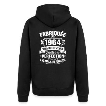 Fabriquée en 1964 - Cadeau d'anniversaire 59 ans - Veste à capuche bio Premium Unisexe - noir - Dos - Nico (187cm)