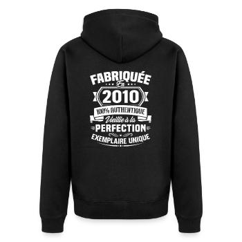 Fabriquée en 2010 - Cadeau d'anniversaire 13 ans - Veste à capuche bio Premium Unisexe - noir - Dos - Nico (187cm)
