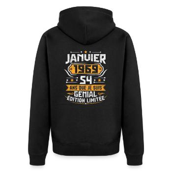 Rétro Cadeau D'anniversaire 54 Ans Janvier 1969 - Veste à capuche bio Premium Unisexe - noir - Dos - Nico (187cm)