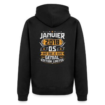 Rétro Cadeau D'anniversaire 5 Ans Janvier 2018 - Veste à capuche bio Premium Unisexe - noir - Dos - Nico (187cm)