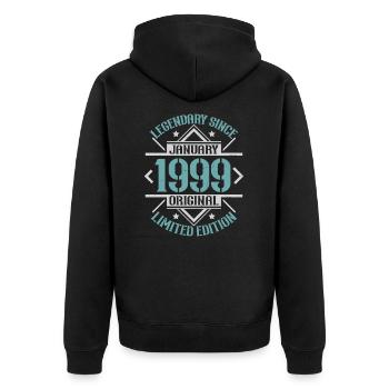 Legendary since January 1999 limited edition - Unisex Premium Organic Zip Hoodie - black - Back - Nico (187cm)