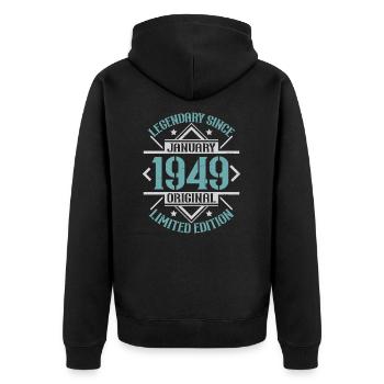 Legendary since January 1949 limited edition - Unisex Premium Organic Zip Hoodie - black - Back - Nico (187cm)