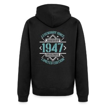 Legendary since January 1947 limited edition - Unisex Premium Organic Zip Hoodie - black - Back - Nico (187cm)