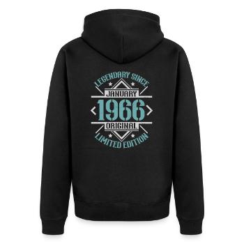 Legendär seit Januar 1966 limitierte Auflage - Unisex Premium Bio Zip Hoodie - Schwarz - Hinten - Nico (187cm)