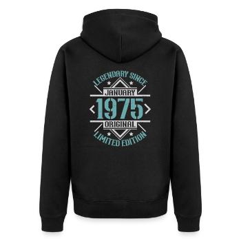 Legendär seit Januar 1975 limitierte Auflage - Unisex Premium Bio Zip Hoodie - Schwarz - Hinten - Nico (187cm)