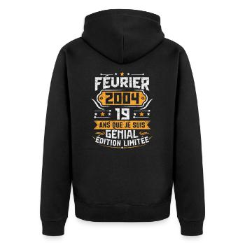 Rétro Cadeau D'anniversaire 19 Ans Février 2004 - Veste à capuche bio Premium Unisexe - noir - Dos - Nico (187cm)