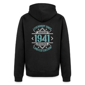 Légendaire depuis janvier 1941 édition limitée - Veste à capuche bio Premium Unisexe - noir - Dos - Nico (187cm)