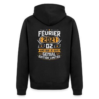 Rétro Cadeau D'anniversaire 2 Ans Février 2021 - Veste à capuche bio Premium Unisexe - noir - Dos - Nico (187cm)