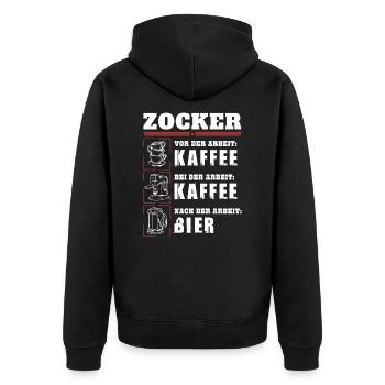 My daily routine as a gamer - Unisex Premium Organic Zip Hoodie - black - Back - Nico (187cm)