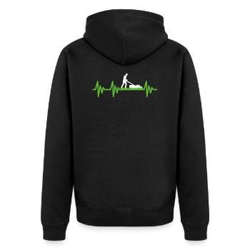 Gärtner Gärtnerin Garten Rasenmähen Herzschlag - Unisex Premium Bio Zip Hoodie - Schwarz - Hinten - Nico (187cm)