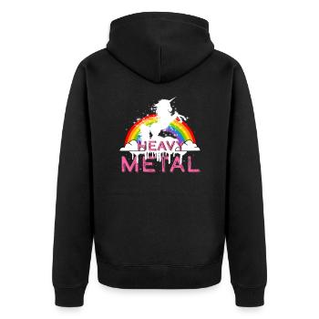 Heavy Metal Einhorn Musik - Unisex Premium Bio Zip Hoodie - Schwarz - Hinten - Nico (187cm)