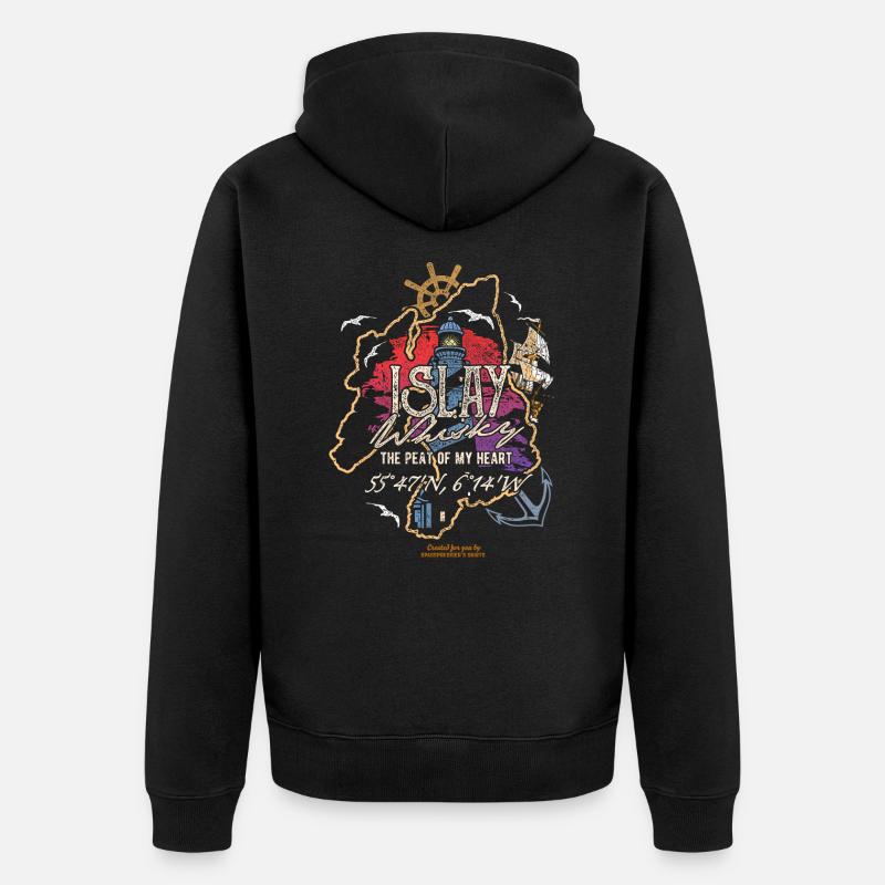 Islay Single Malt Whisky - Unisex Premium Bio Zip Hoodie - Schwarz