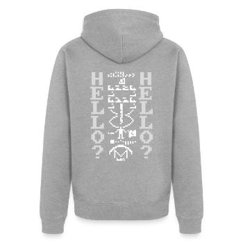 Arecibo Message, Radio Frequency Message Space - Unisex Premium Organic Zip Hoodie - heather grey - Back - Nico (187cm)