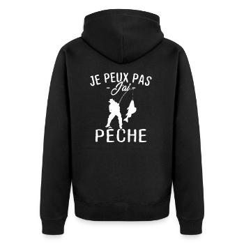 Je peux pas j'ai pêche - Veste à capuche bio Premium Unisexe - noir - Dos - Nico (187cm)