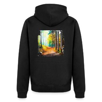 Forest🌳 - Unisex Premium Bio Zip Hoodie - Schwarz - Hinten - Nico (187cm)