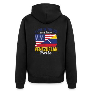 Lebe USA Venezuela Parts Länderreisen Flaggen - Unisex Premium Bio Zip Hoodie - Schwarz - Hinten - Nico (187cm)