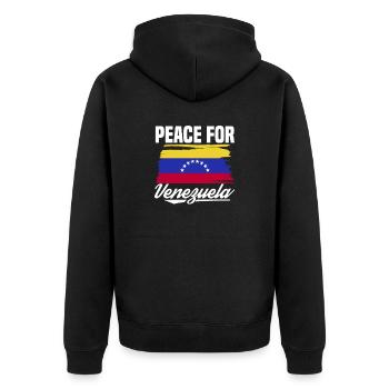 Peace for Venezuela Südamerika Länderreise Flagge - Unisex Premium Bio Zip Hoodie - Schwarz - Hinten - Nico (187cm)