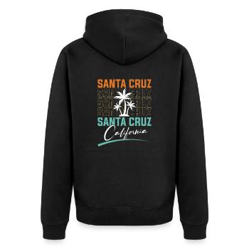 Santa Cruz Californie Coucher de soleil 70s 80s - Veste à capuche bio Premium Unisexe - noir - Dos - Nico (187cm)