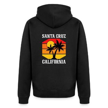 Santa Cruz Californie Coucher de soleil 70s 80s - Veste à capuche bio Premium Unisexe - noir - Dos - Nico (187cm)