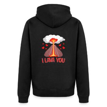 I Lava You Cute Volcano Cadeau pour Couple - Veste à capuche bio Premium Unisexe - noir - Dos - Nico (187cm)