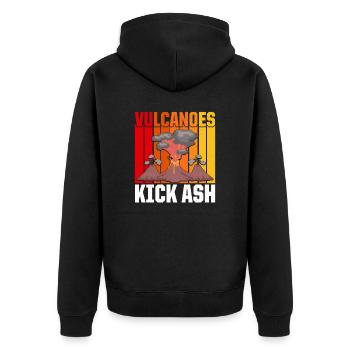 Retro Volcanoes Kick Ash Geologe Vintage Vulkan - Unisex Premium Bio Zip Hoodie - Schwarz - Hinten - Nico (187cm)