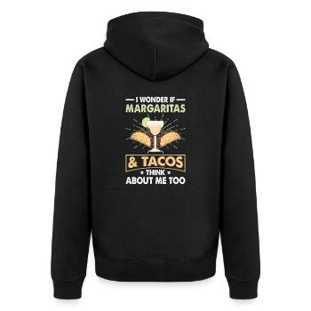 Margaritas Tacos Mexikanisches Essen - Unisex Premium Bio Zip Hoodie - Schwarz - Hinten - Nico (187cm)