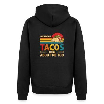Taco Takeaway Funny Retro Nacho Burrito Gift - Unisex Premium Organic Zip Hoodie - black - Back - Nico (187cm)
