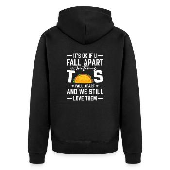 Tacos Fall Apart Geschenk Taco Dienstag Essen - Unisex Premium Bio Zip Hoodie - Schwarz - Hinten - Nico (187cm)