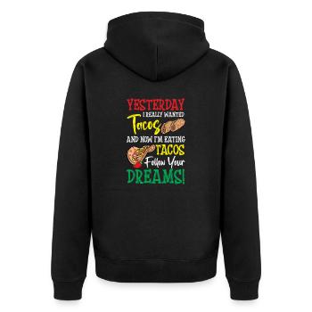 Taco Träume Taco Imbiss Taco Crew Taco Squad - Unisex Premium Bio Zip Hoodie - Schwarz - Hinten - Nico (187cm)