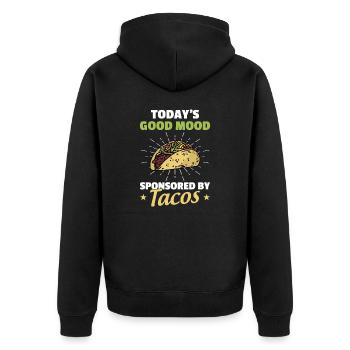 Today's Good Mood Sponsored By Tacos - Unisex Premium Bio Zip Hoodie - Schwarz - Hinten - Nico (187cm)