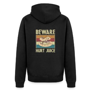 Beware Hurt Juice Retro Klapperschlange Geschenk - Unisex Premium Bio Zip Hoodie - Schwarz - Hinten - Nico (187cm)