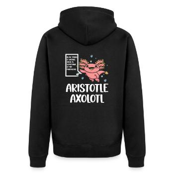 Aristotle Axolotl Funny Amphibian Frog Saying - Unisex Premium Organic Zip Hoodie - black - Back - Nico (187cm)