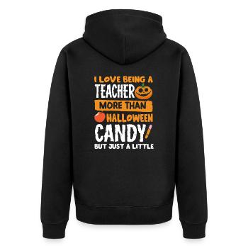 Teacher Halloween Candy Schultag Verkleidung - Unisex Premium Bio Zip Hoodie - Schwarz - Hinten - Nico (187cm)