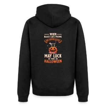 Black Cats Prowl Pumpkin Gleams Halloween - Unisex Premium Organic Zip Hoodie - black - Back - Nico (187cm)