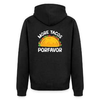 More Tacos Porfavor Mexico Mexican Food - Unisex Premium Organic Zip Hoodie - black - Back - Nico (187cm)